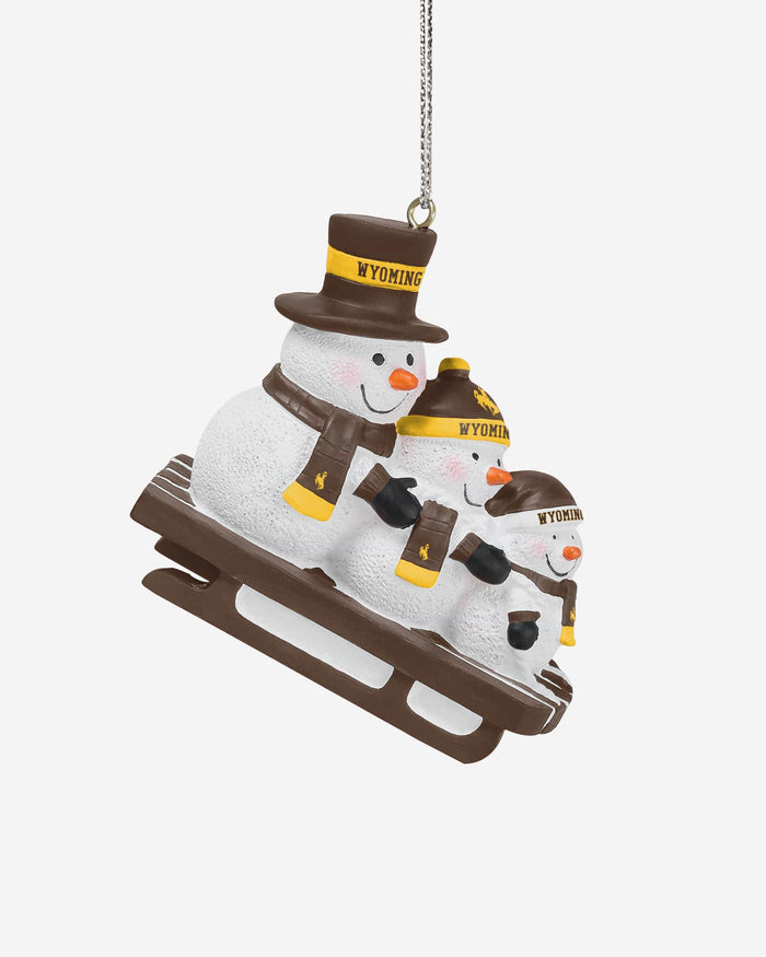 Wyoming Cowboys Sledding Snowmen Ornament FOCO - FOCO.com