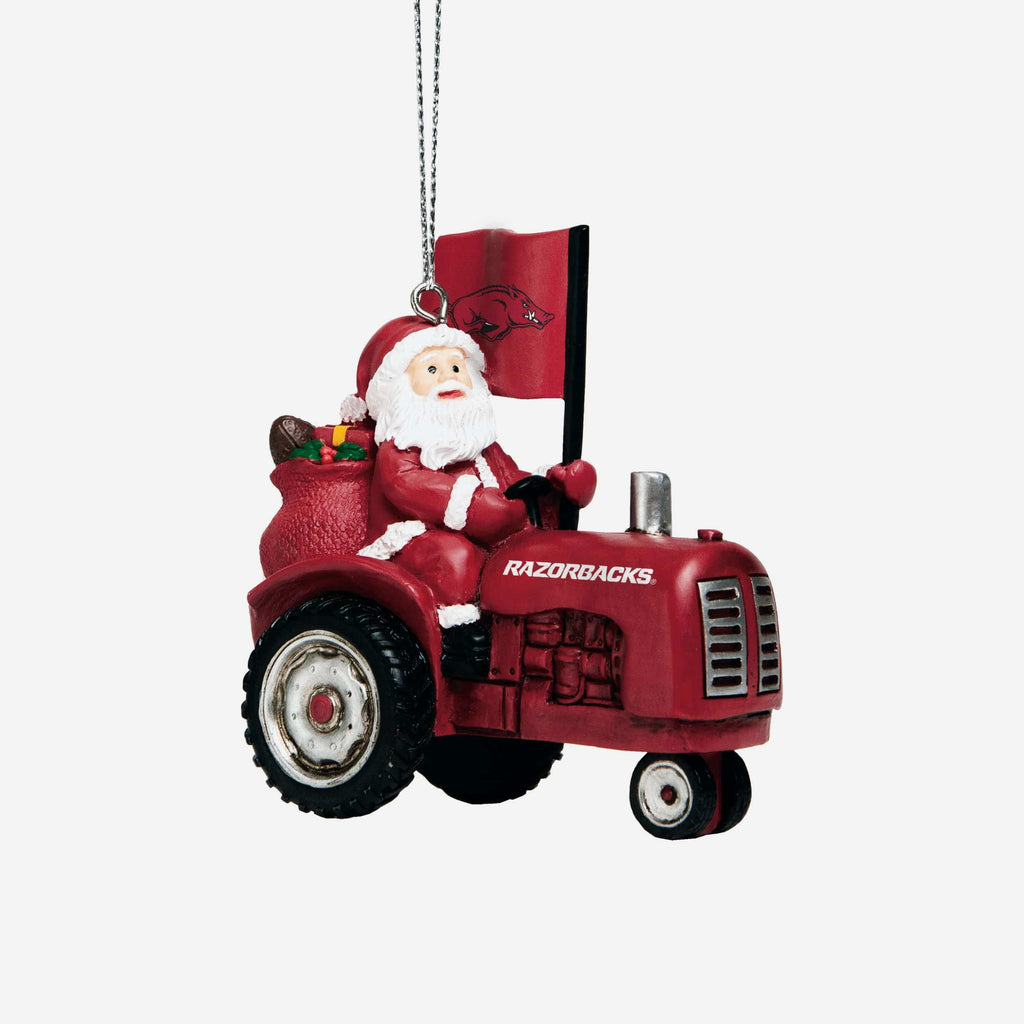 Arkansas Razorbacks Santa Riding Tractor Ornament FOCO - FOCO.com