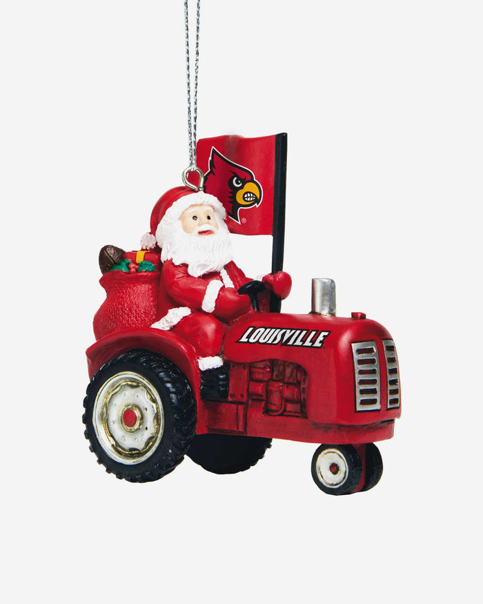 Santa Riding Tractor Louisville Cardinals Santa Riding Tractor Ornament FOCO