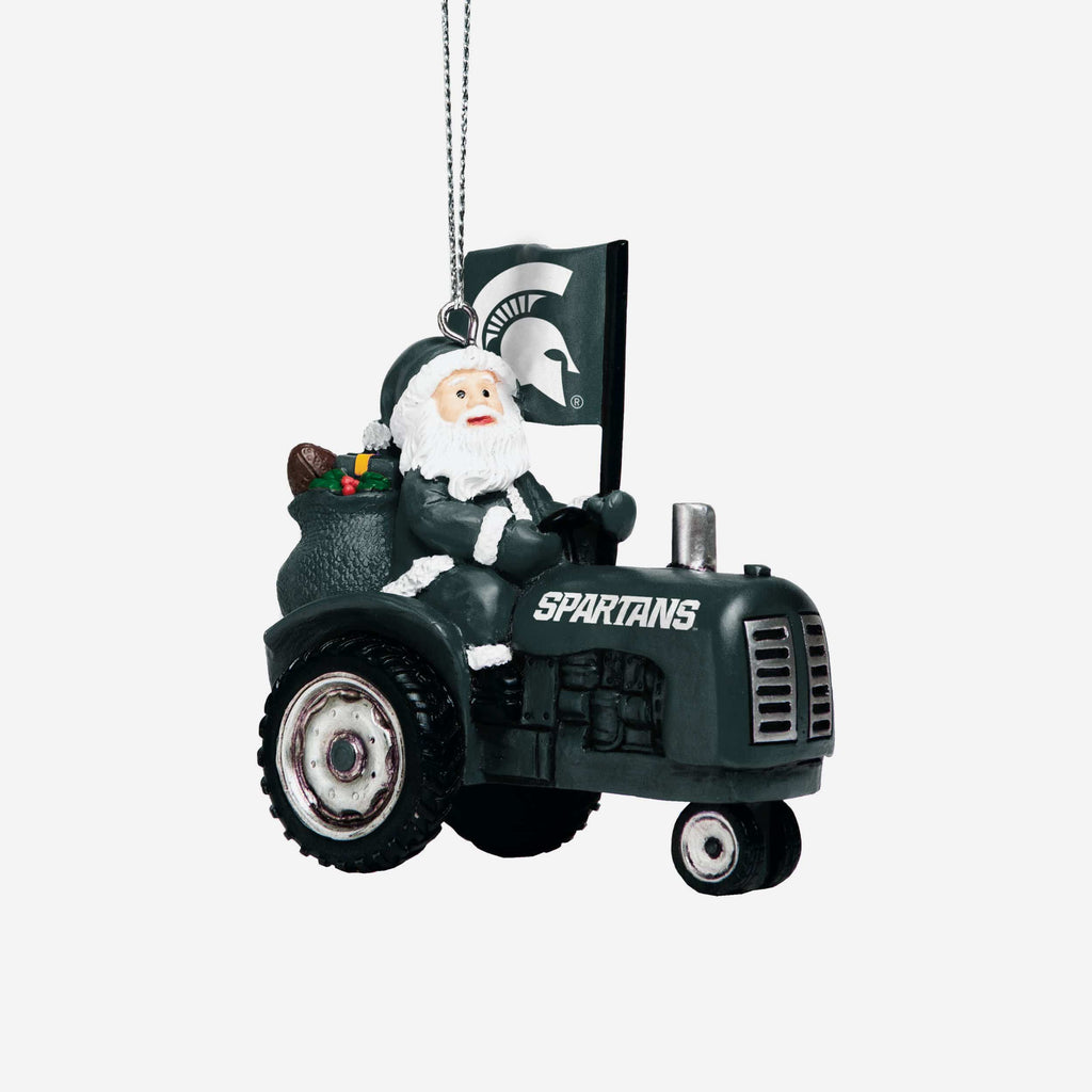 Michigan State Spartans Santa Riding Tractor Ornament FOCO - FOCO.com