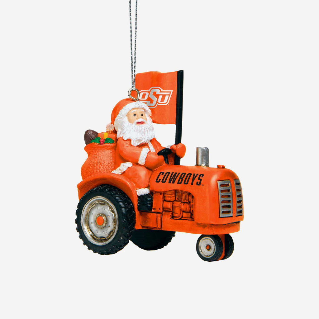 Oklahoma State Cowboys Santa Riding Tractor Ornament FOCO - FOCO.com