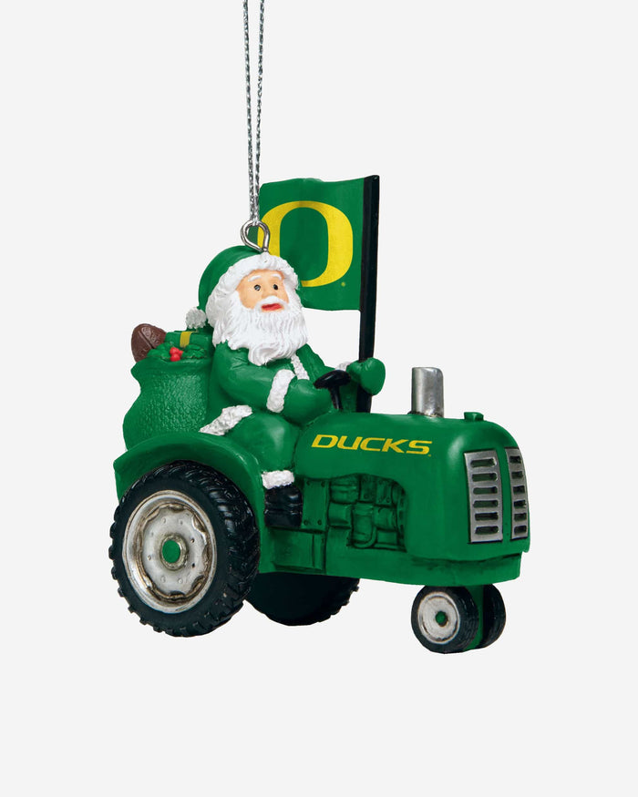 Oregon Ducks Santa Riding Tractor Ornament FOCO - FOCO.com