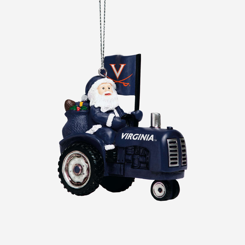 Virginia Cavaliers Santa Riding Tractor Ornament FOCO - FOCO.com