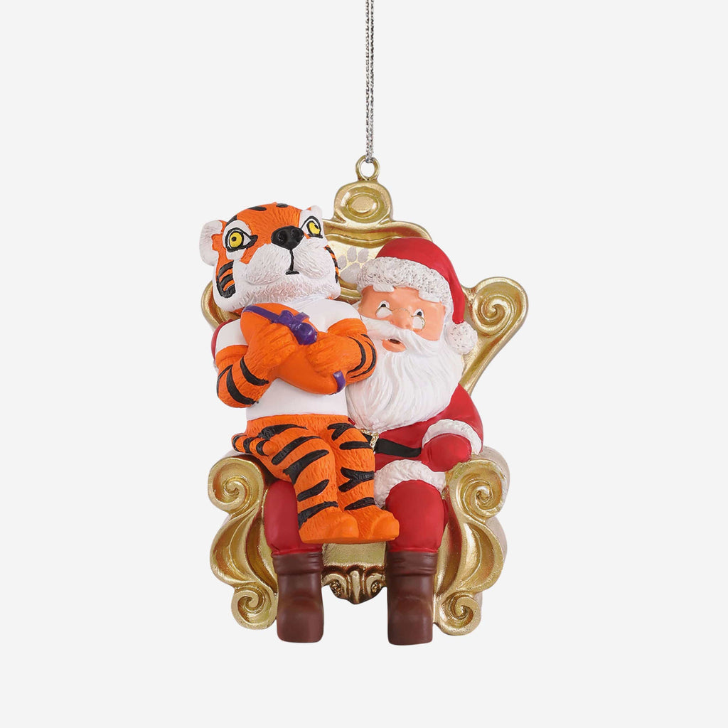 The Tiger Clemson Tigers Mascot On Santa's Lap Ornament Foco - FOCO.com