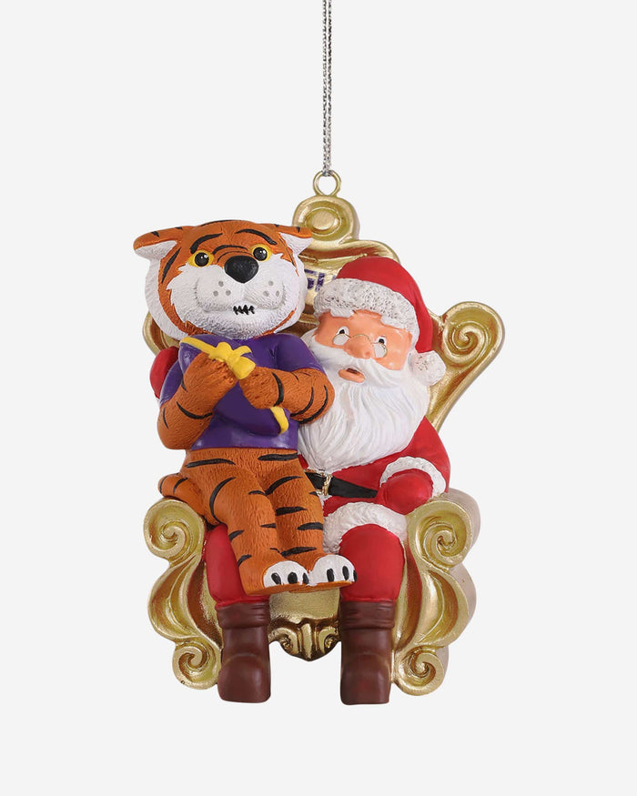 Mike the Tiger LSU Tigers Mascot On Santa's Lap Ornament Foco - FOCO.com