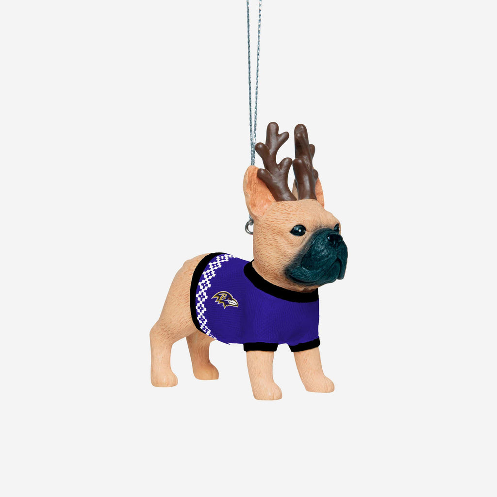 Baltimore Ravens French Bulldog Wearing Sweater Ornament FOCO - FOCO.com