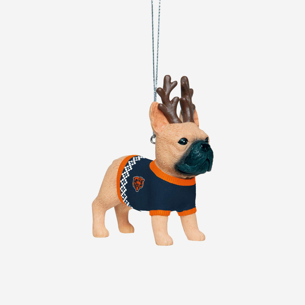 Chicago Bears French Bulldog Wearing Sweater Ornament FOCO - FOCO.com