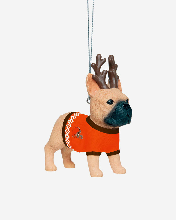 Cleveland Browns French Bulldog Wearing Sweater Ornament FOCO - FOCO.com
