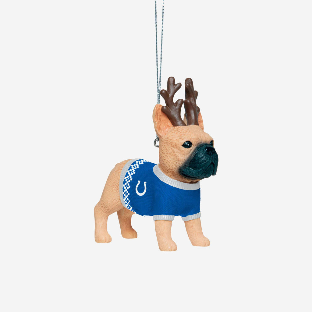 Indianapolis Colts French Bulldog Wearing Sweater Ornament FOCO - FOCO.com