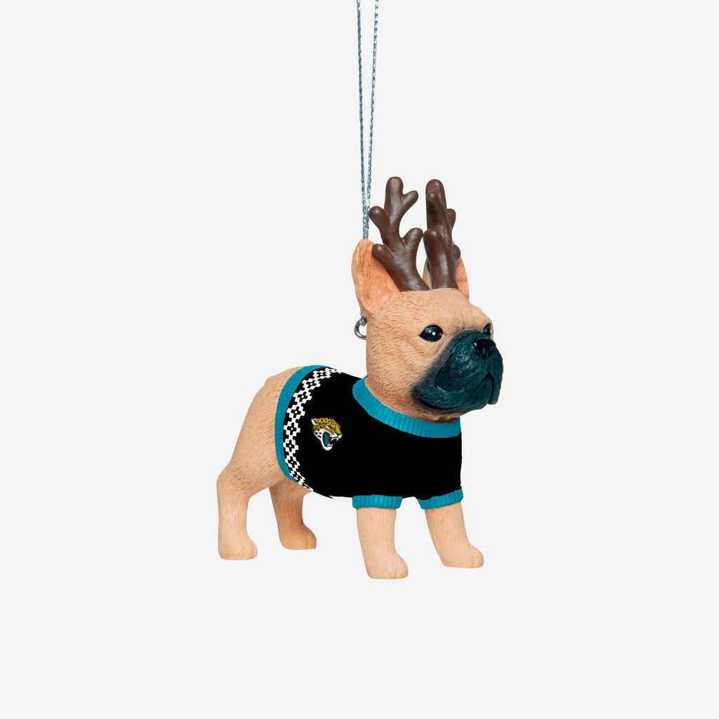 Jacksonville Jaguars French Bulldog Wearing Sweater Ornament FOCO - FOCO.com