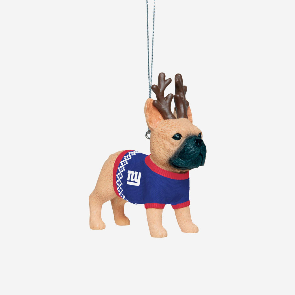 New York Giants French Bulldog Wearing Sweater Ornament FOCO - FOCO.com