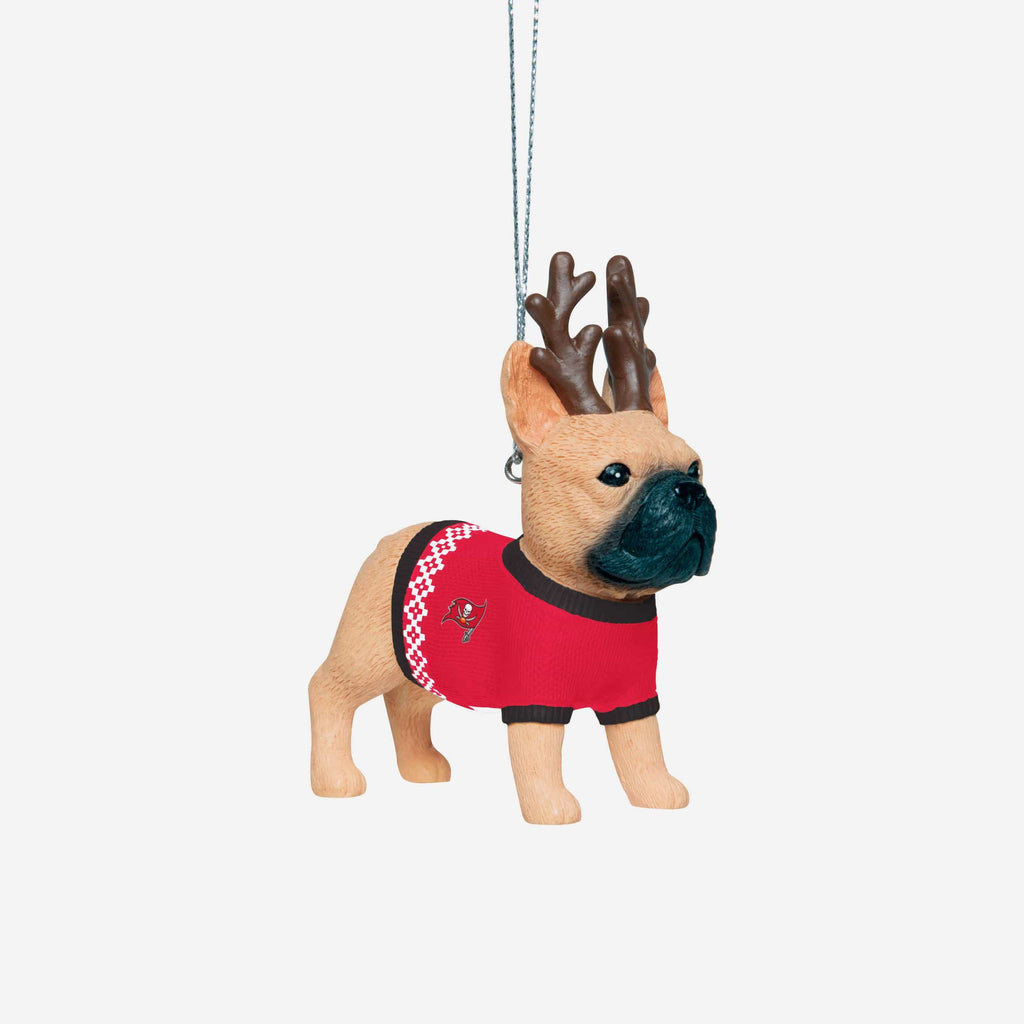 Tampa Bay Buccaneers French Bulldog Wearing Sweater Ornament FOCO - FOCO.com