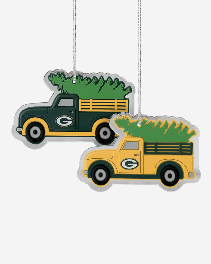 Green Bay Packers 2 Pack Flat Metal Truck Ornaments FOCO - FOCO.com