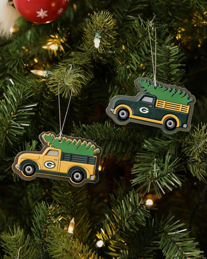 Green Bay Packers 2 Pack Flat Metal Truck Ornaments FOCO - FOCO.com