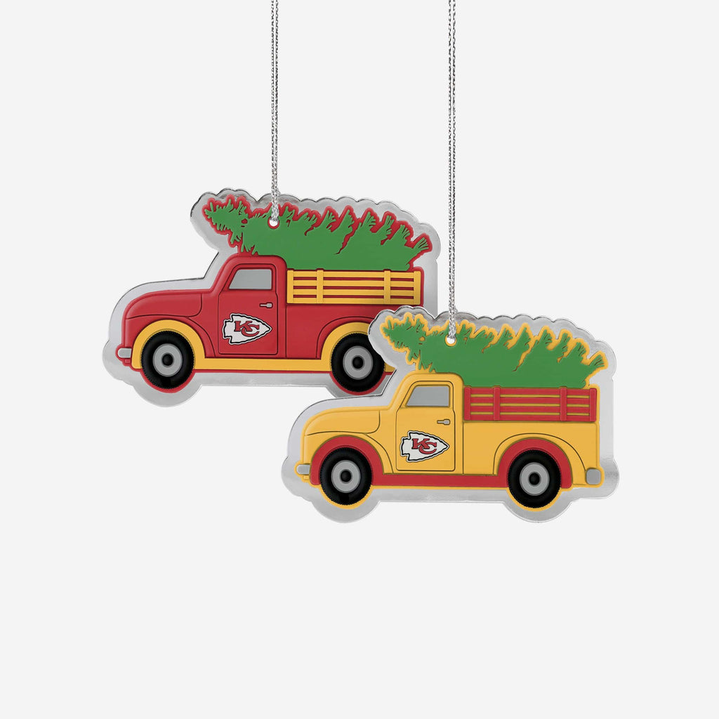 Kansas City Chiefs 2 Pack Flat Metal Truck Ornaments FOCO - FOCO.com