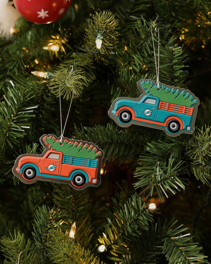 Miami Dolphins 2 Pack Flat Metal Truck Ornaments FOCO - FOCO.com