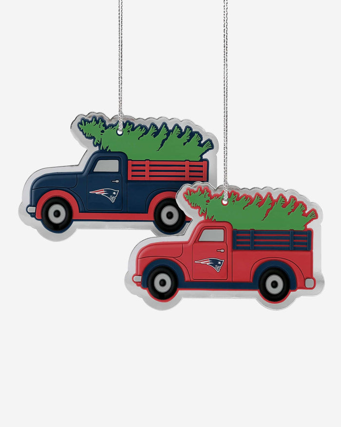 New England Patriots 2 Pack Flat Metal Truck Ornaments FOCO - FOCO.com