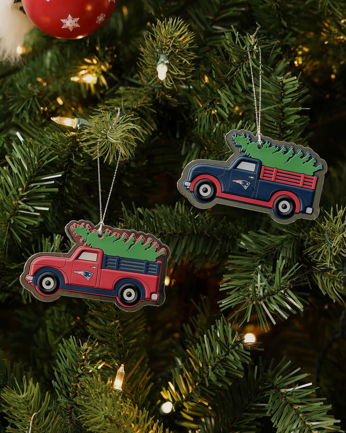 New England Patriots 2 Pack Flat Metal Truck Ornaments FOCO - FOCO.com