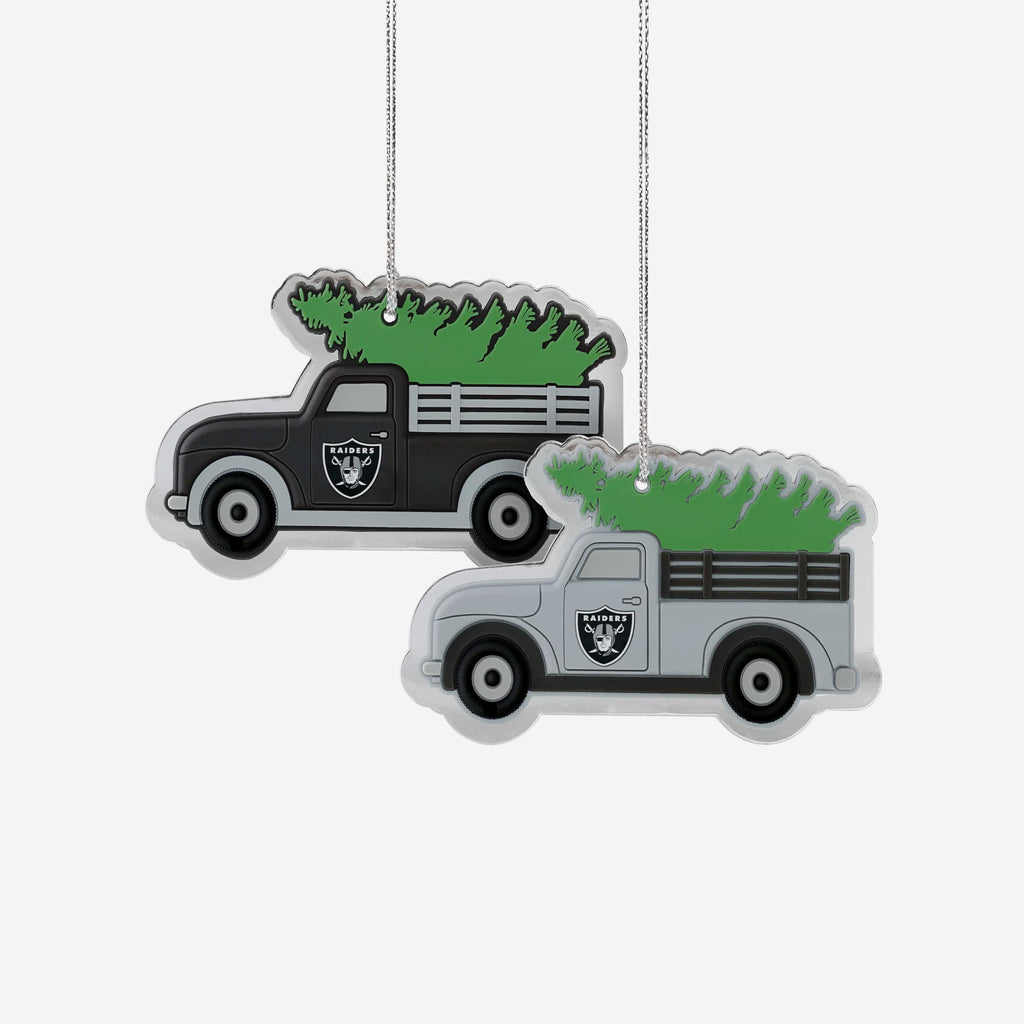 Las Vegas Raiders 2 Pack Flat Metal Truck Ornaments FOCO - FOCO.com