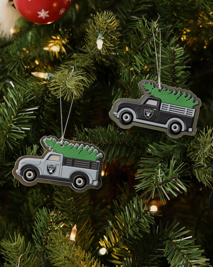 Las Vegas Raiders 2 Pack Flat Metal Truck Ornaments FOCO - FOCO.com