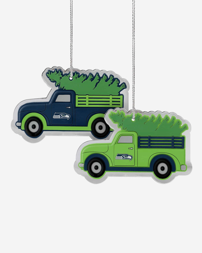 Seattle Seahawks 2 Pack Flat Metal Truck Ornaments FOCO - FOCO.com