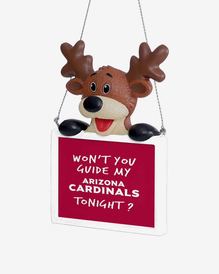 Arizona Cardinals Reindeer With Sign Ornament Foco - FOCO.com