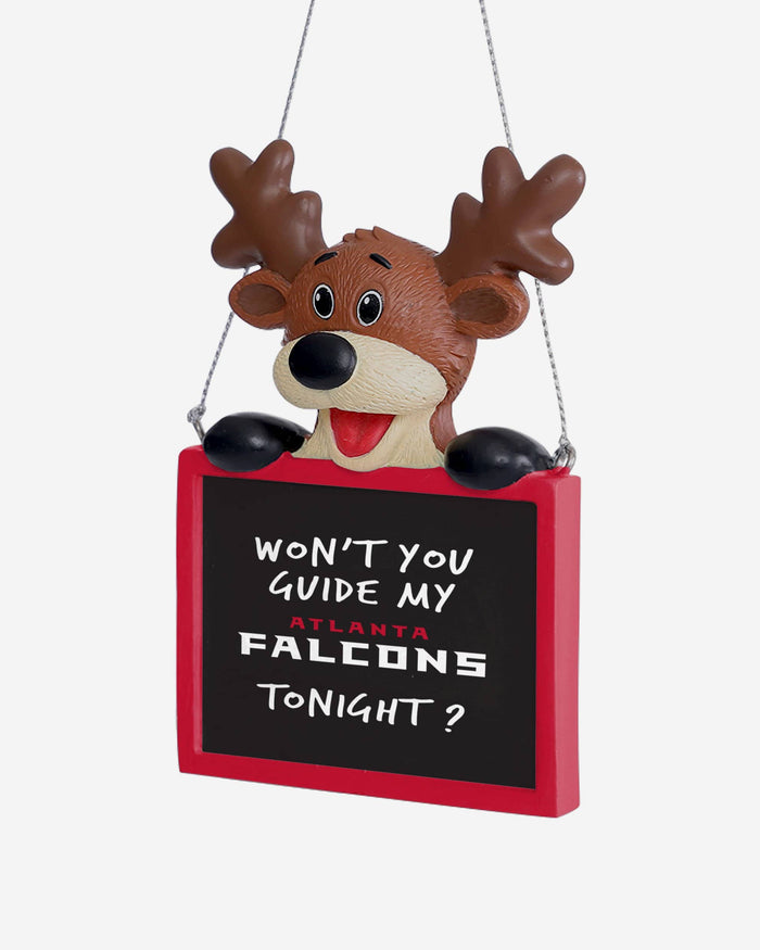 Atlanta Falcons Reindeer With Sign Ornament FOCO - FOCO.com