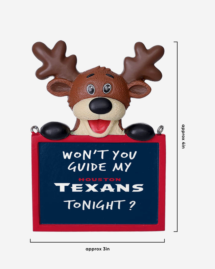 Houston Texans Reindeer With Sign Ornament FOCO - FOCO.com