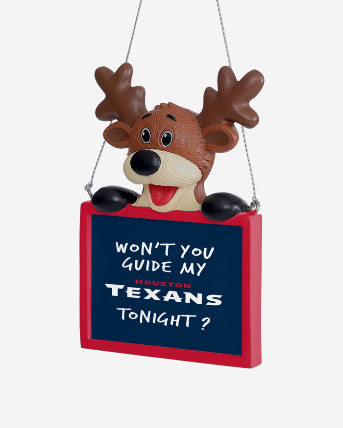 Houston Texans Reindeer With Sign Ornament FOCO - FOCO.com