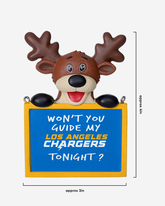 Los Angeles Chargers Reindeer With Sign Ornament FOCO - FOCO.com