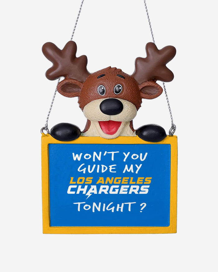 Los Angeles Chargers Reindeer With Sign Ornament FOCO - FOCO.com