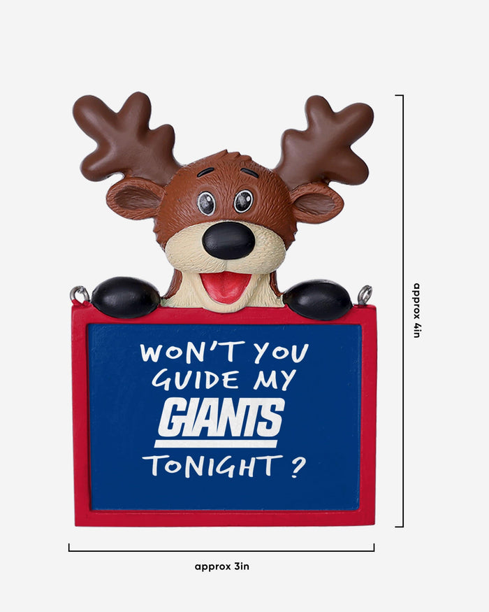 New York Giants Reindeer With Sign Ornament FOCO - FOCO.com