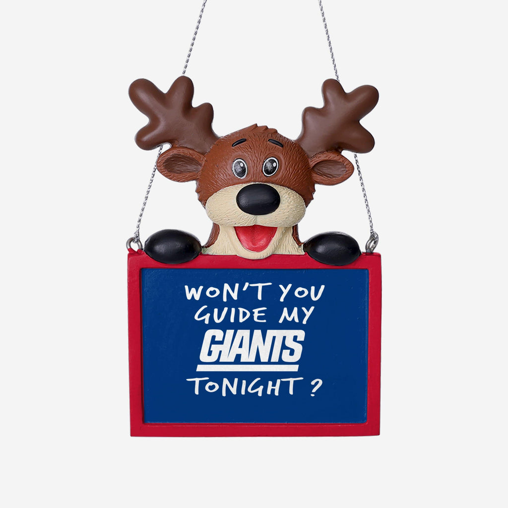 New York Giants Reindeer With Sign Ornament FOCO - FOCO.com