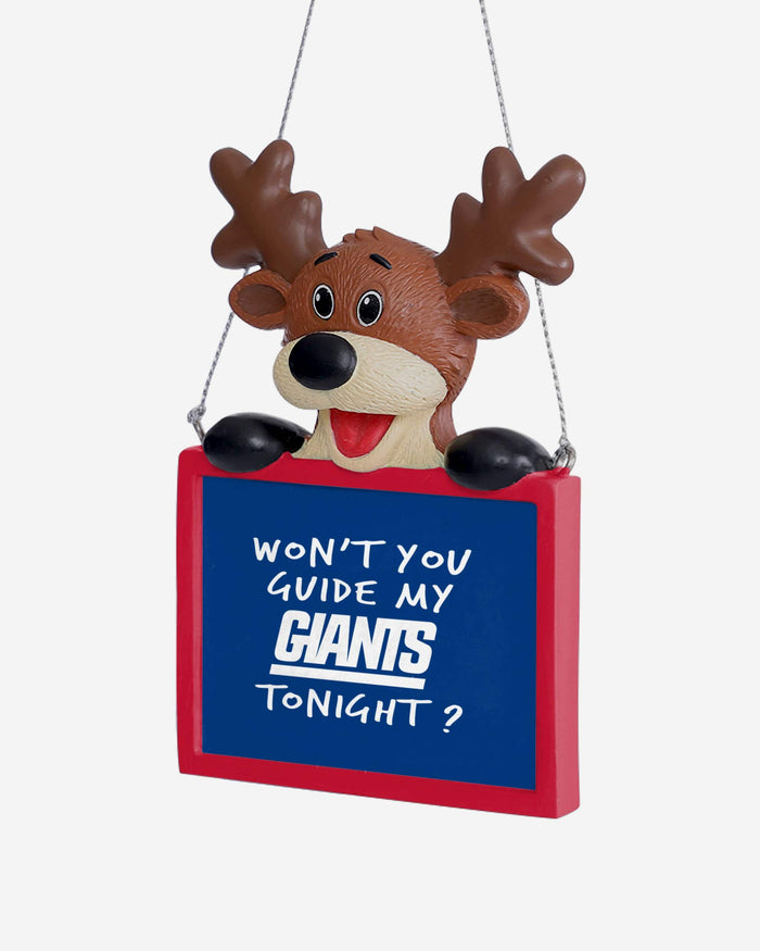 New York Giants Reindeer With Sign Ornament FOCO - FOCO.com