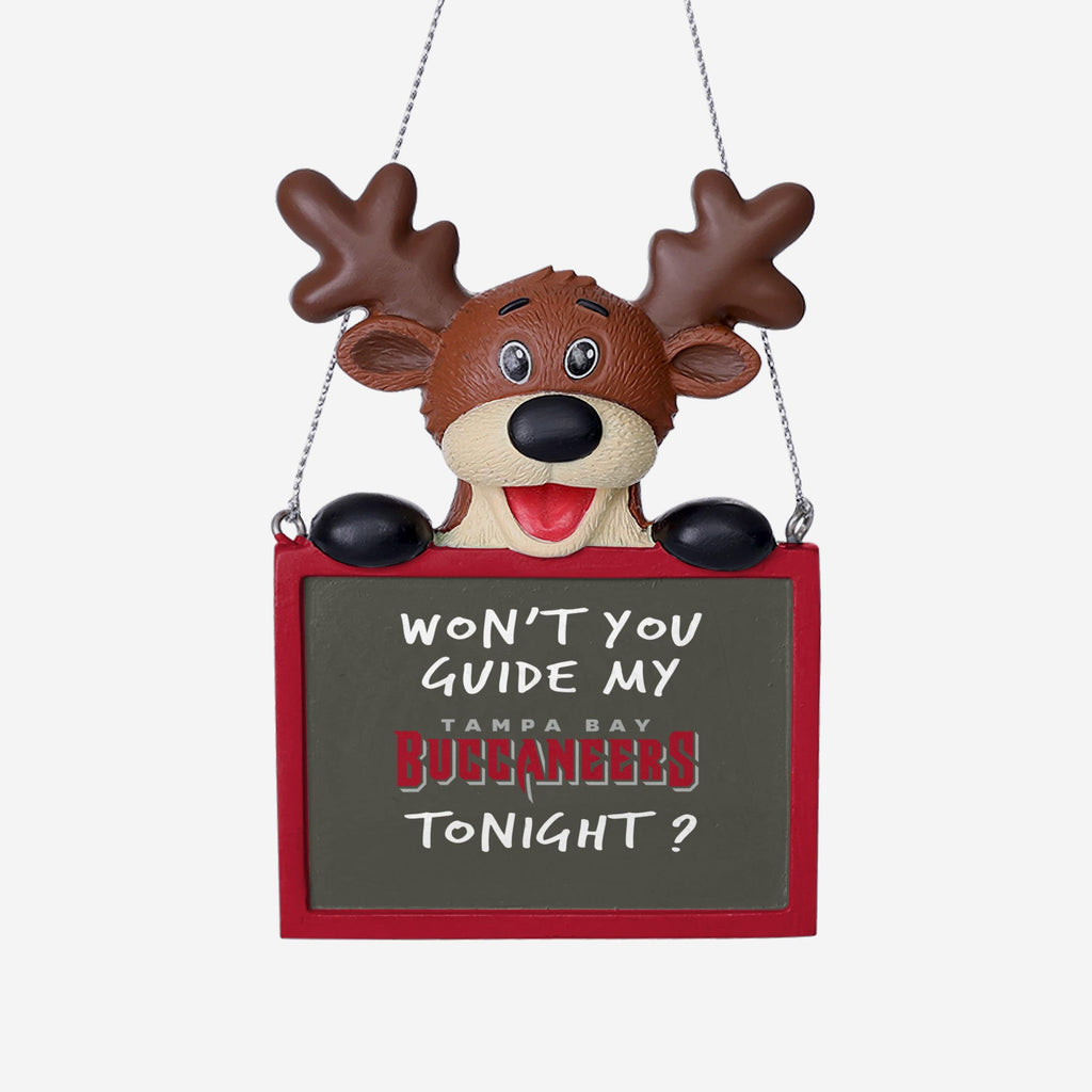 Tampa Bay Buccaneers Reindeer With Sign Ornament FOCO - FOCO.com