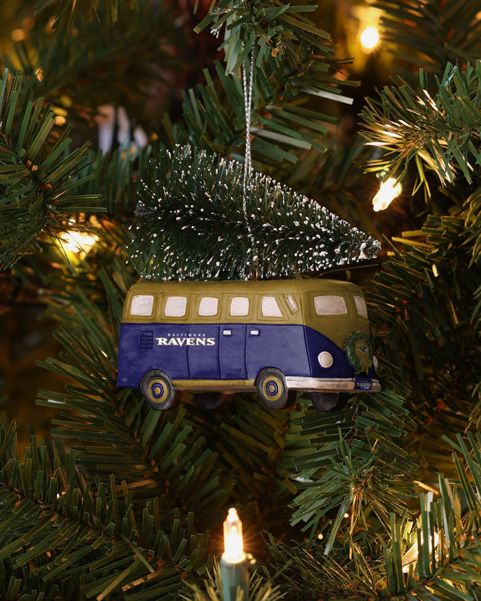 Baltimore Ravens Retro Bus With Tree Ornament FOCO - FOCO.com