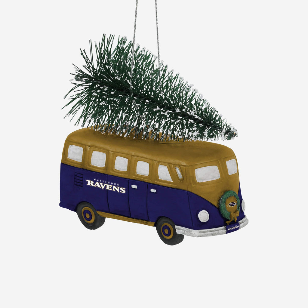 Baltimore Ravens Retro Bus With Tree Ornament FOCO - FOCO.com