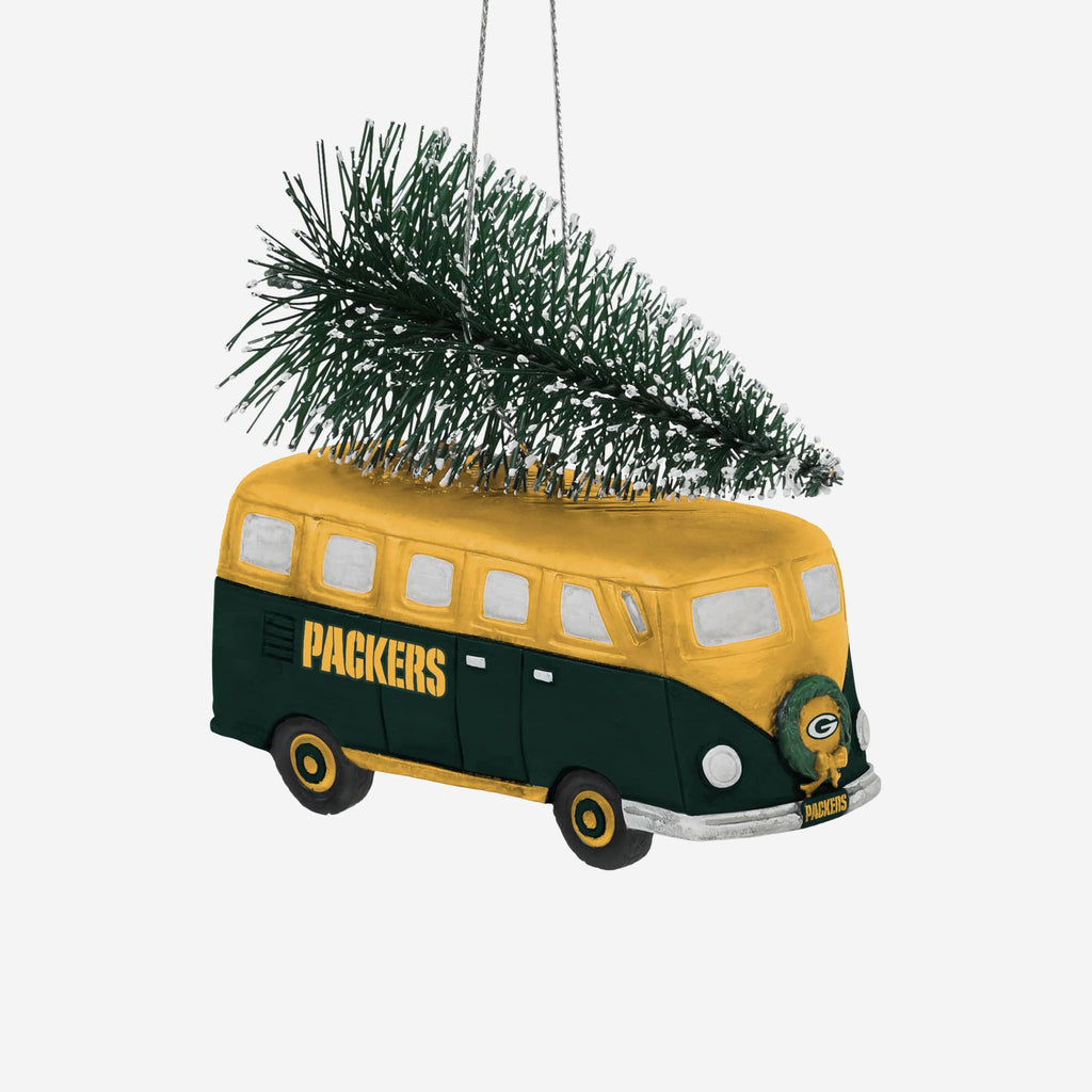 Green Bay Packers Retro Bus With Tree Ornament FOCO - FOCO.com