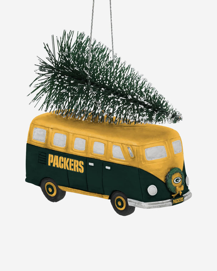 Green Bay Packers Retro Bus With Tree Ornament FOCO - FOCO.com