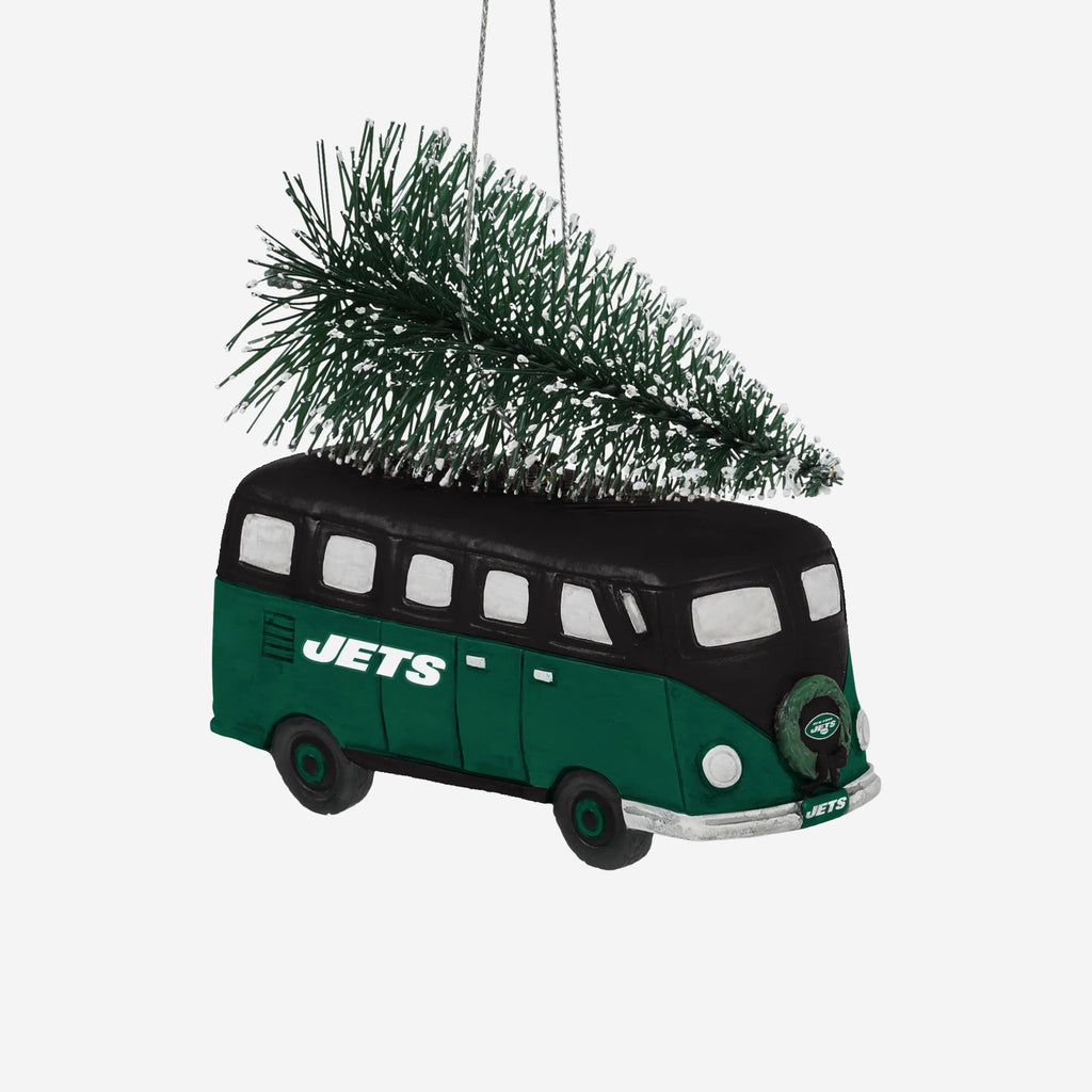 New York Jets Retro Bus With Tree Ornament Foco - FOCO.com