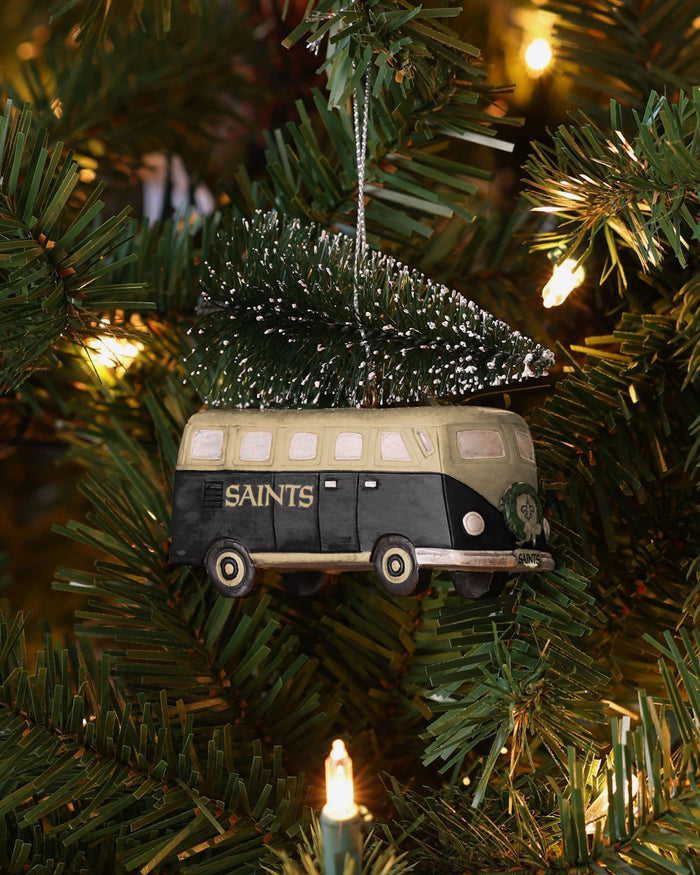 New Orleans Saints Retro Bus With Tree Ornament FOCO - FOCO.com