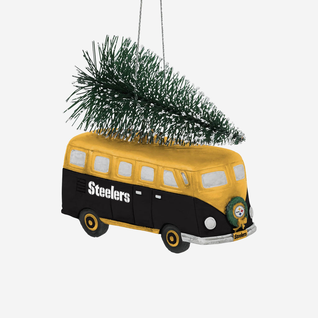 Pittsburgh Steelers Retro Bus With Tree Ornament FOCO - FOCO.com