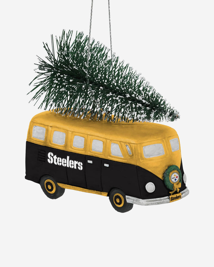 Pittsburgh Steelers Retro Bus With Tree Ornament FOCO - FOCO.com