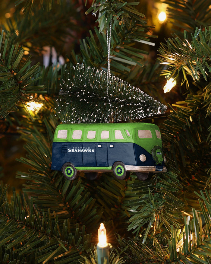 Seattle Seahawks Retro Bus With Tree Ornament FOCO - FOCO.com