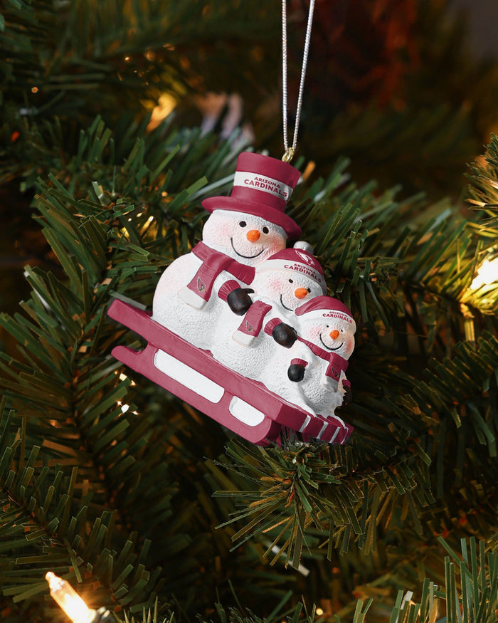 Arizona Cardinals Sledding Snowmen Ornament FOCO - FOCO.com