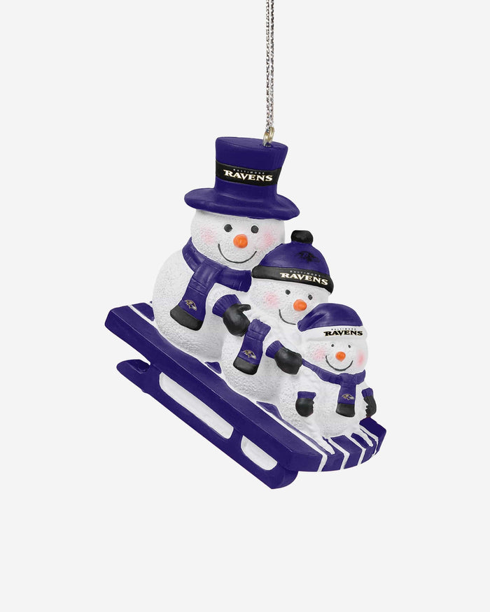 Baltimore Ravens Sledding Snowmen Ornament FOCO - FOCO.com