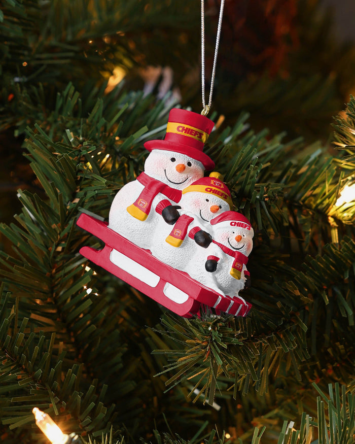 Kansas City Chiefs Super Bowl LVII Champions Snowmen Sledding Ornament FOCO - FOCO.com