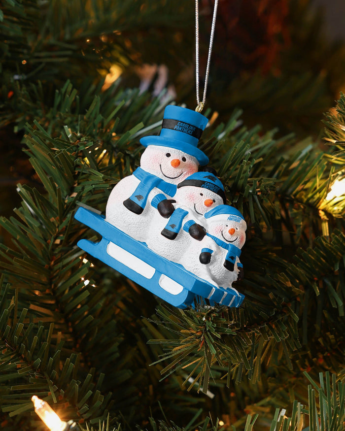 Carolina Panthers Sledding Snowmen Ornament FOCO - FOCO.com