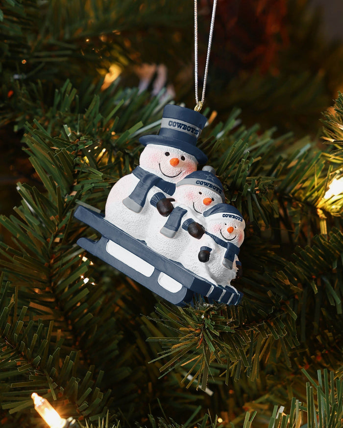 Dallas Cowboys Sledding Snowmen Ornament FOCO - FOCO.com