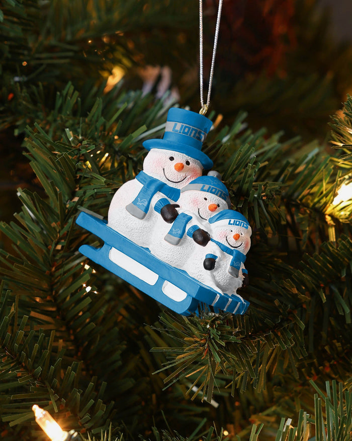 Detroit Lions Sledding Snowmen Ornament FOCO - FOCO.com